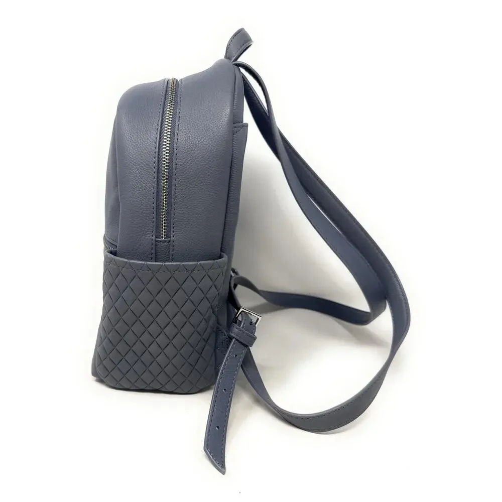 Vera Bradley Black Leather Mini Backpack. Micro Quilt Pockets on the side.